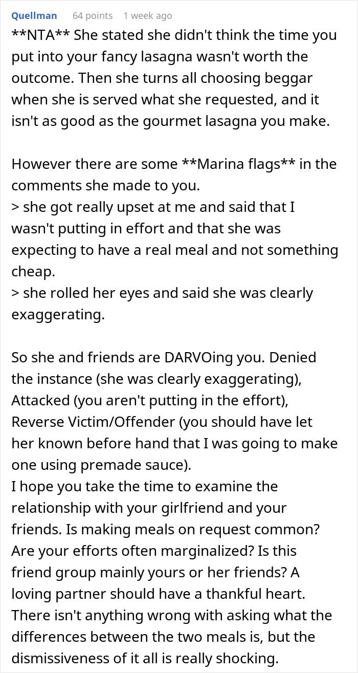 Woman Mocks GF’s Signature Lasagna, Gets Insulted After She Serves Her A Premade One The Next Time Woman Mocks GF’s Signature Lasagna, Gets Insulted After She Serves Her A Premade One The Next Time