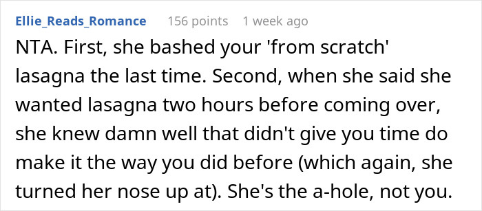 Woman Mocks GF’s Signature Lasagna, Gets Insulted After She Serves Her A Premade One The Next Time Woman Mocks GF’s Signature Lasagna, Gets Insulted After She Serves Her A Premade One The Next Time