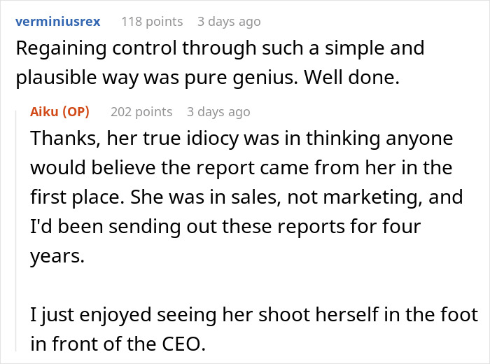 "She Marched Straight Into The CEO’s Office”: Woman Presents Coworker's Work As Her Own, Gets Exposed Right In Front Of The CEO "She Marched Straight Into The CEO’s Office”: Woman Presents Coworker's Work As Her Own, Gets Exposed Right In Front Of The CEO