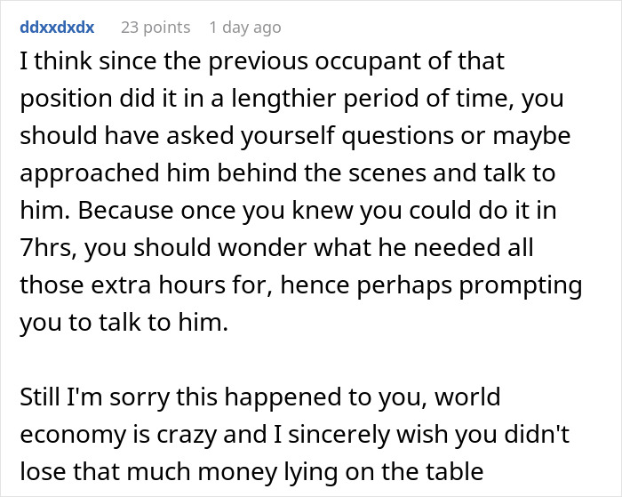 Person Tells How They Messed Up At Work By Doing The Job 5 Times Faster Than The Previous Employee Person Tells How They Messed Up At Work By Doing The Job 5 Times Faster Than The Previous Employee