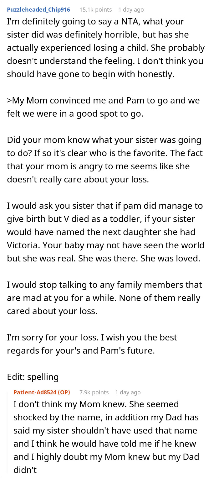 Man Calls His Sister "An Evil Human Being" After Finding Out Her Baby Is Named The Same As His Stillborn Daughter, Asks If He’s The Jerk