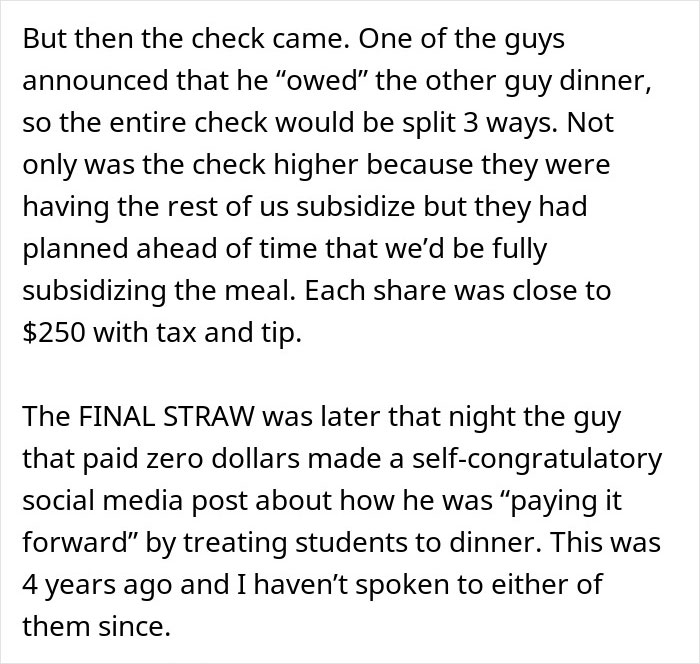 Woman Gets Yelled At By A New Guy At Dinner With Friends For Not Splitting The Check Evenly Like Everyone Else