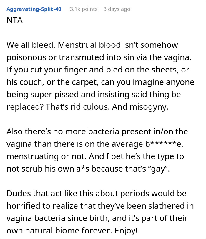 Man Disgusted With SIL's Period Bans Her From Using Hot Tub, Demands $100 For The Sheets She 'Ruined'