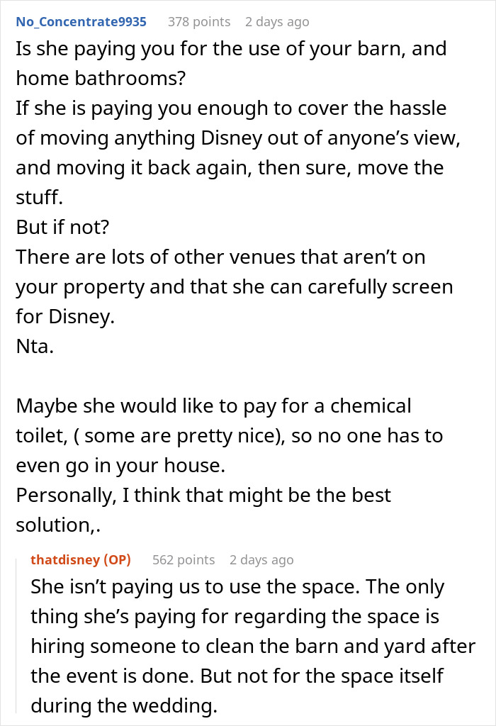 'Disney Adult' Refuses To Meet Sister's 'Ridiculous' Demand For The Wedding She's Throwing At Her House For Free