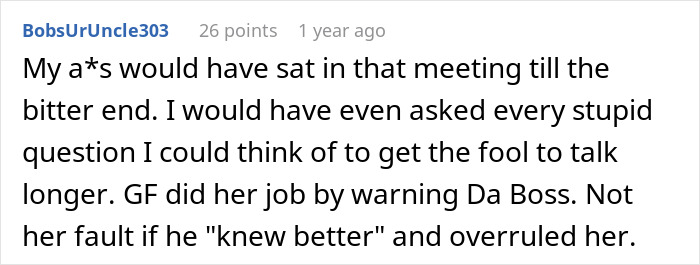 New Director Hosts A Meeting At 8 AM, Despite The Line Manager's Warnings Regarding The Process, Causing Production To Stall New Director Hosts A Meeting At 8 AM, Despite The Line Manager's Warnings Regarding The Process, Causing Production To Stall