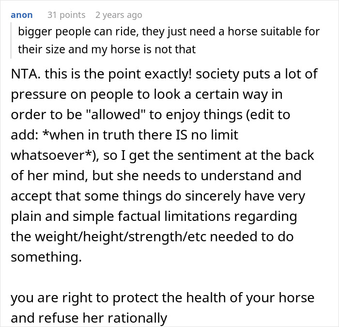 Horse Owner Doesn’t Let Her Overweight Friend Ride One Of The Animals, Gets Accused Of Body-Shaming Her Horse Owner Doesn’t Let Her Overweight Friend Ride One Of The Animals, Gets Accused Of Body-Shaming Her