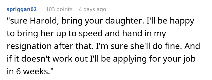 Efficient Employee Asks For A Raise, New Manager Threatens To Replace Them With His Teen Daughter At A Cheaper Rate