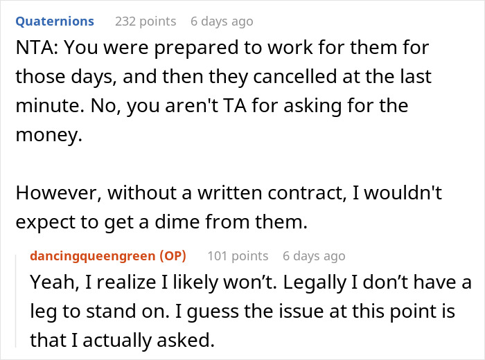 "The Price For Those 3 Days Was Going To Be $840": Babysitter Asks Parents To Still Pay Her For Her Service When They Cancel Last Minute "The Price For Those 3 Days Was Going To Be $840": Babysitter Asks Parents To Still Pay Her For Her Service When They Cancel Last Minute