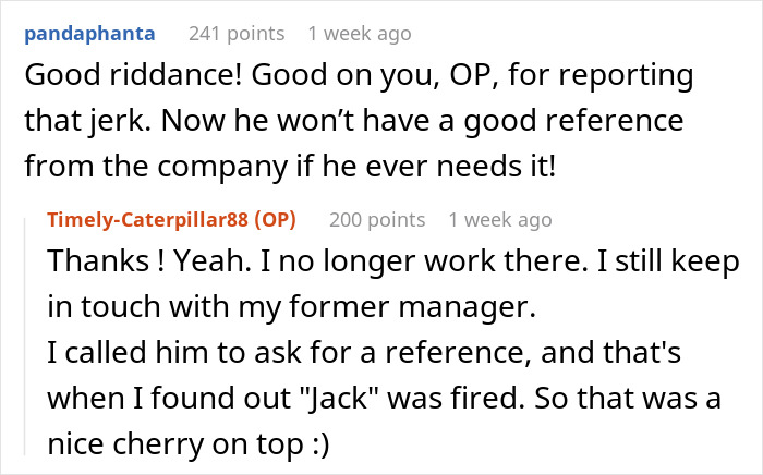 Coworker’s Comments About This Person’s Work Backfire After They Report Him To HR And Get Him Fired