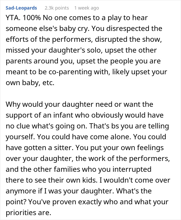 “This Has Caused Drama I Was Not Expecting”: Mom Misses Daughter’s School Performance Because Of Baby, Doesn’t Get Why She’s A Jerk