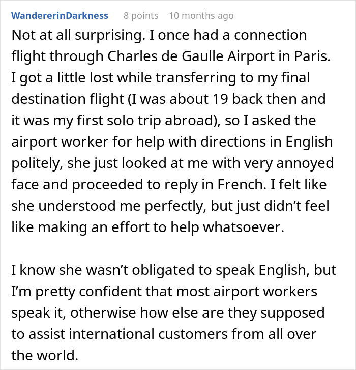 “She Told Her In Perfect English That She Didn’t Speak English”: French Worker Refuses To Serve An American, Regrets It When She Comes Back With Her French Husband “She Told Her In Perfect English That She Didn’t Speak English”: French Worker Refuses To Serve An American, Regrets It When She Comes Back With Her French Husband