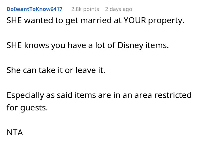 'Disney Adult' Refuses To Meet Sister's 'Ridiculous' Demand For The Wedding She's Throwing At Her House For Free