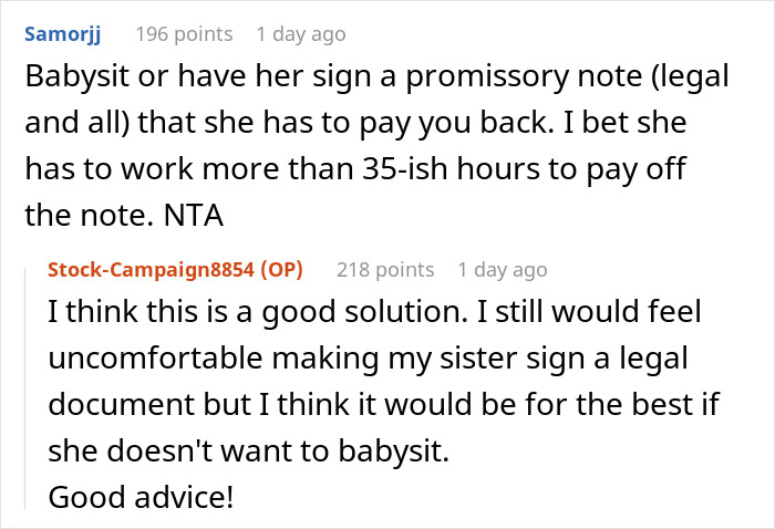 “AITA For Not Paying For My Sister's Vacation Because She Won't Agree To Babysit?” “AITA For Not Paying For My Sister's Vacation Because She Won't Agree To Babysit?”