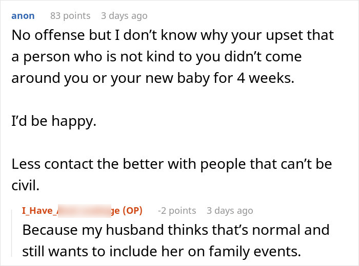 Reddit discussion about mother-in-law wanting tattoo of grandkid's footprint, user comments on family dynamics. Reddit discussion about mother-in-law wanting tattoo of grandkid's footprint, user comments on family dynamics.