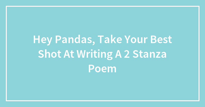 Hey Pandas, Take Your Best Shot At Writing A 2 Stanza Poem