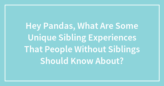 Hey Pandas, What Are Some Unique Sibling Experiences That People Without Siblings Should Know About?