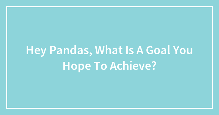 Hey Pandas, What Is A Goal You Hope To Achieve?
