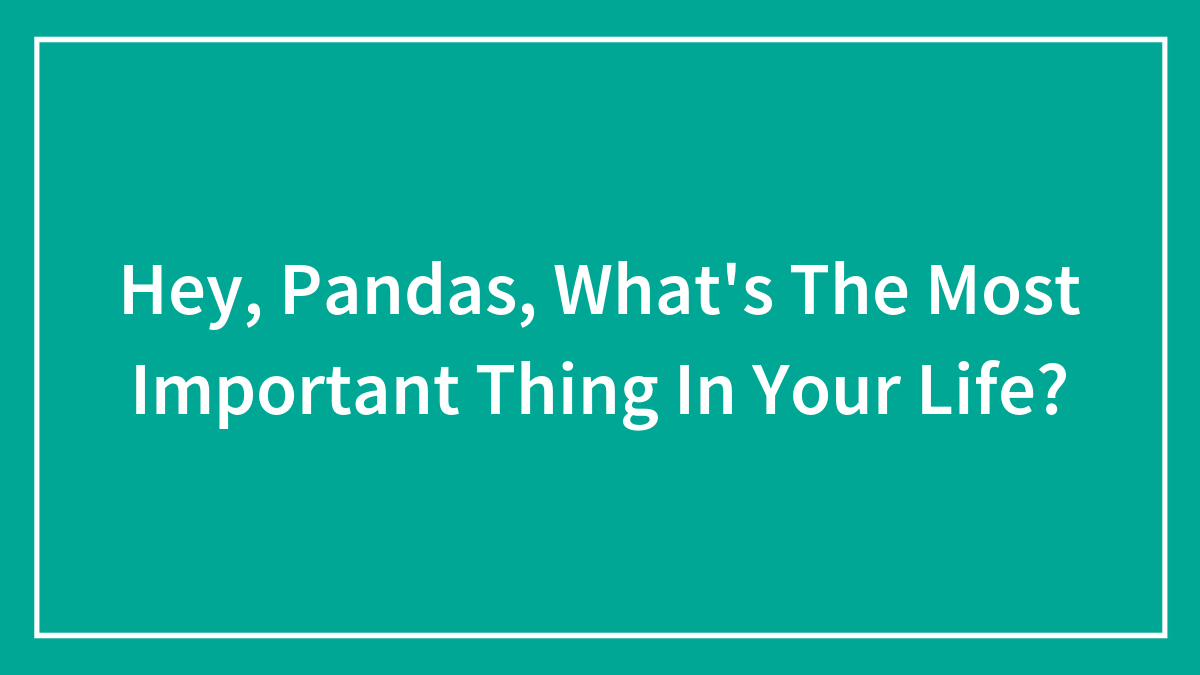 Hey, Pandas, What’s The Most Important Thing In Your Life?