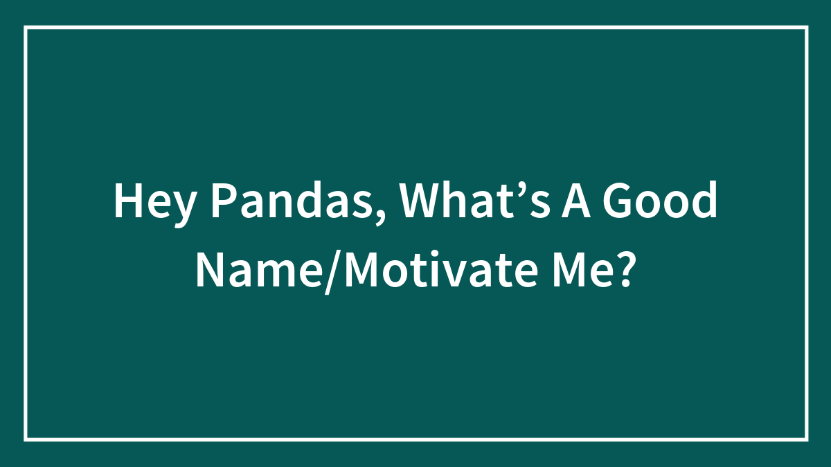 Hey Pandas, What’s A Good Name/Motivate Me?