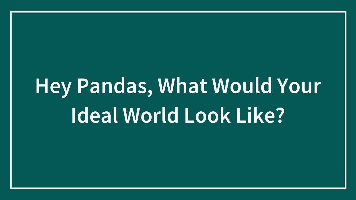 Hey Pandas, What Would Your Ideal World Look Like? (Closed)