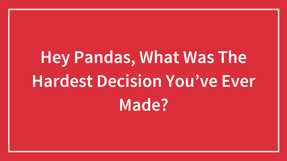 Hey Pandas, What Was The Hardest Decision You’ve Ever Made? (Closed)