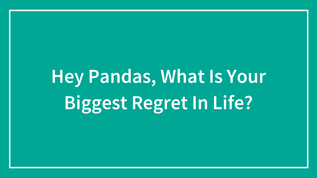 Hey Pandas, What Is Your Biggest Regret In Life? (Closed)