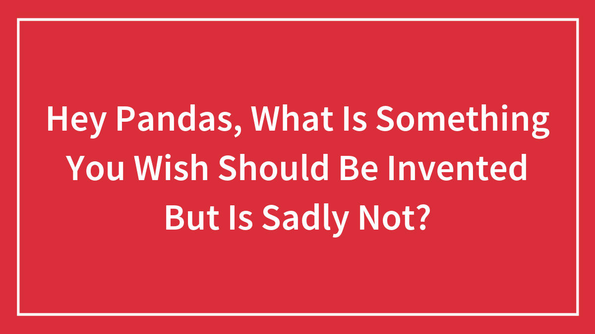Hey Pandas, What Is Something You Wish Should Be Invented But Is Sadly Not?