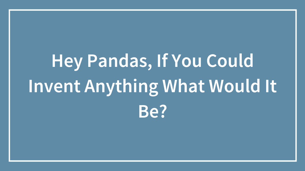 Hey Pandas, If You Could Invent Anything What Would It Be? (Closed)