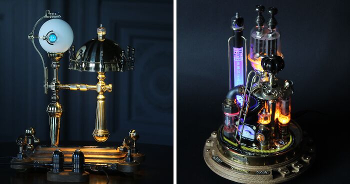 I Create Steampunk-Inspired Lamps By Combining The Past And The Future In An Aesthetically Pleasing, But Unique Style