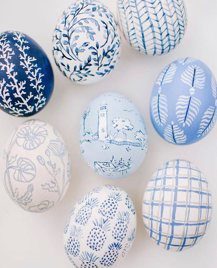 Preciosos huevos de Pascua pintados a mano