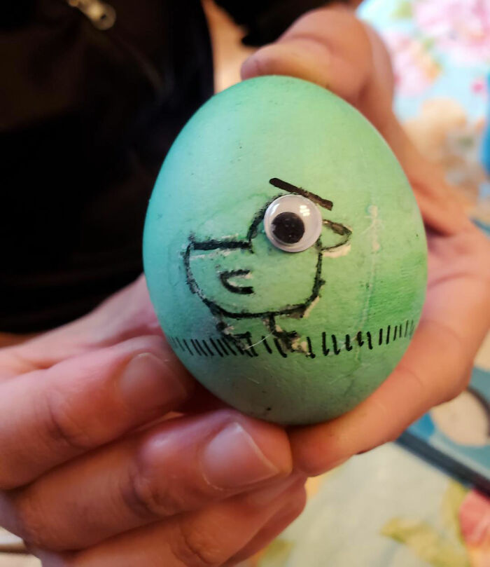 My Goddaughter's Angry Chicken Easter Egg. I Don't Know About You, But It Made Me Smile