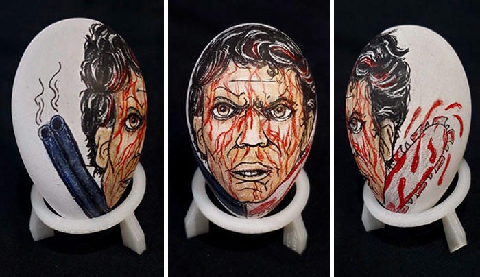Another Horror-Themed Easter Egg. It Didn't Turn Out As Well As I Had Hoped, But Here's My Representation Of Ashy/Slashy, Bruce Campbell From The Evil Dead Series