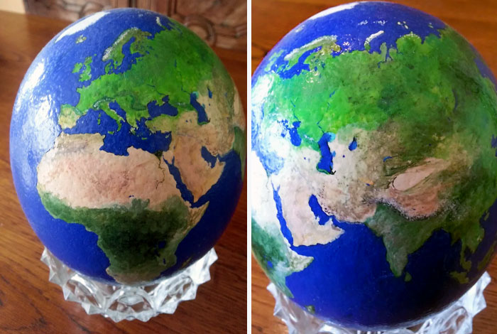 This Is My Painting Of The Earth On An Ostrich Egg
