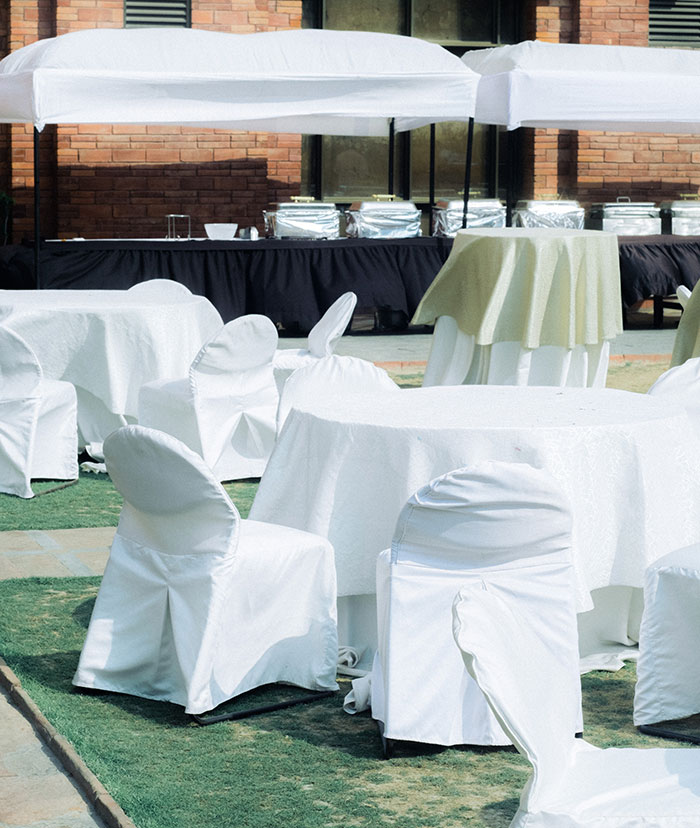White seatings in the yard