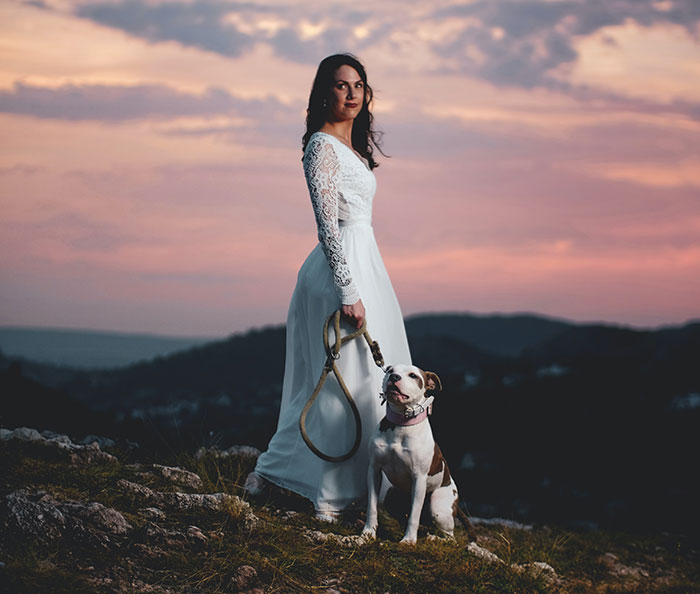 Picture of Bride with her dog