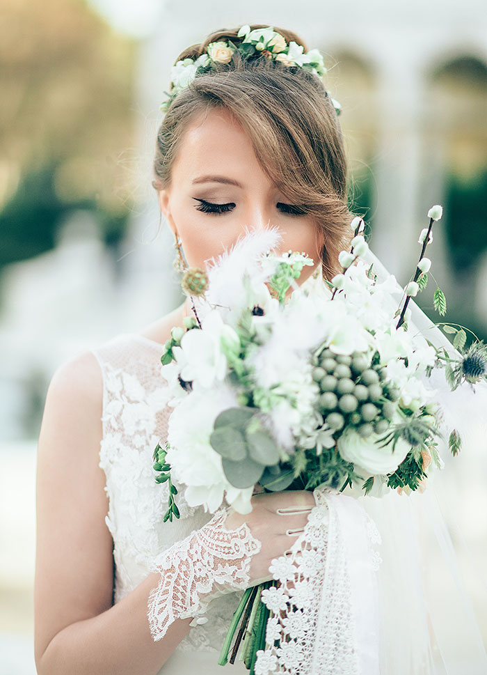 Bride with flower bouquet
