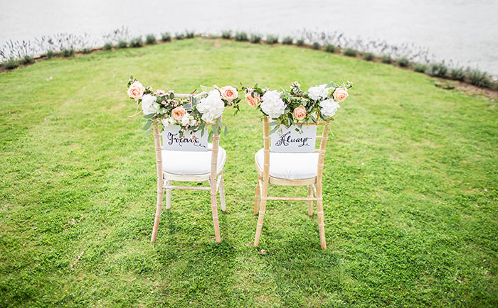Wedding chairs in the field