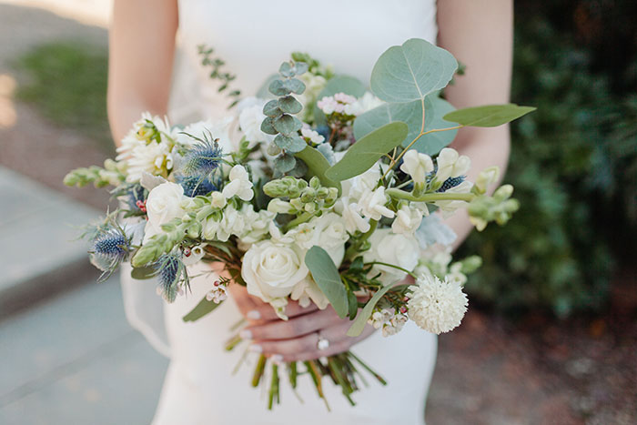Bride holding flowers