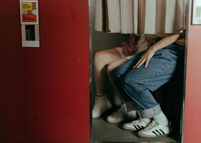 Two persons in photo booth