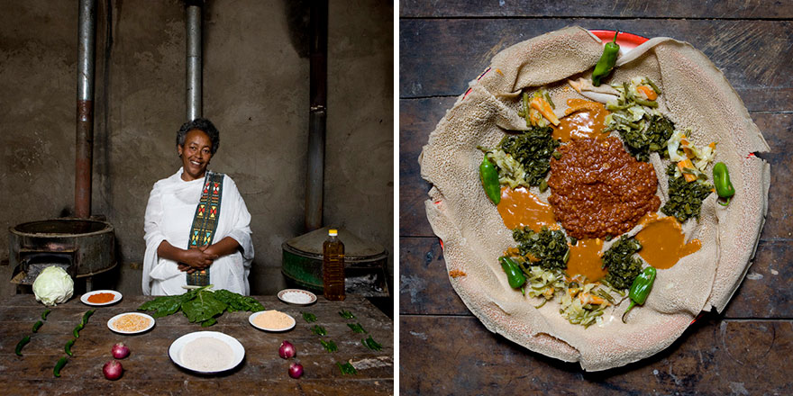 Bisrat, 60, Ethiopia: Enjera With Curry And Vegetables