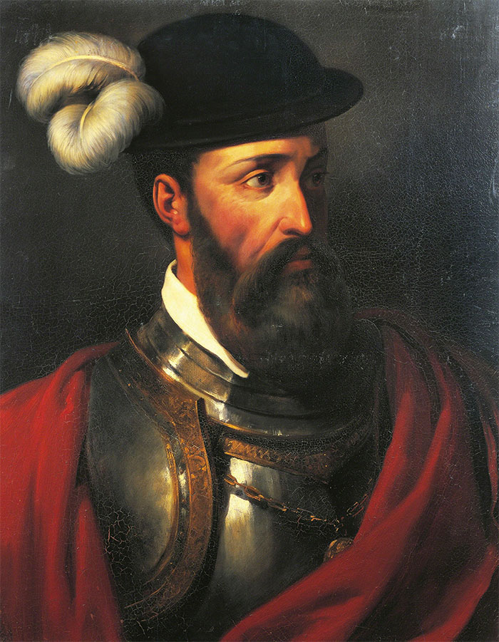 colorful Francisco Pizarro portrait
