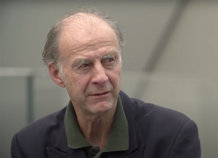 Sir Ranulph Fiennes giving an interview about himself