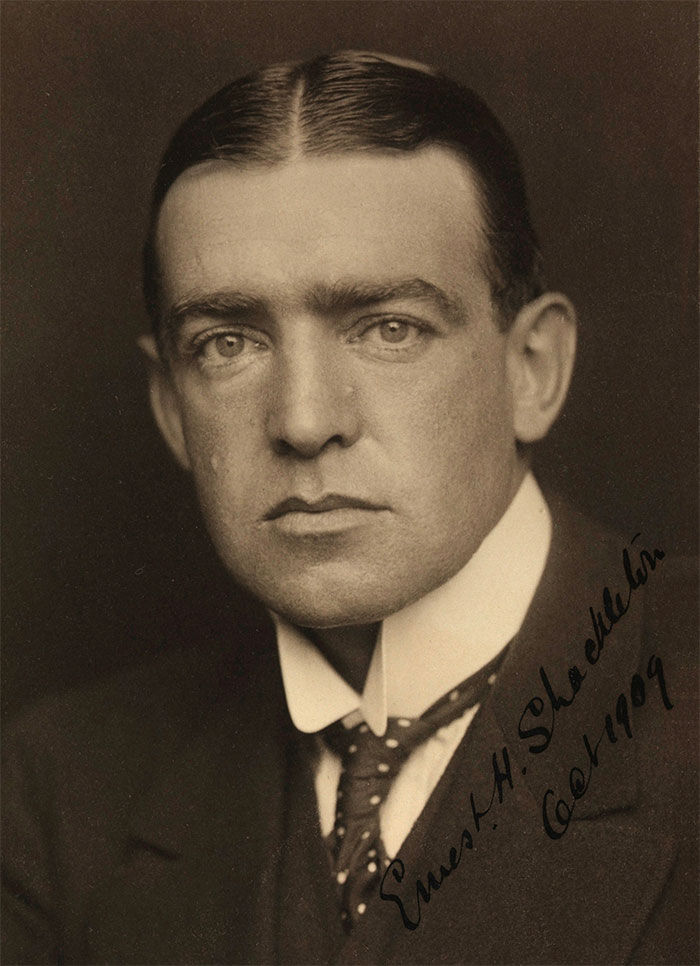 brown and black Ernest Shackleton portrait
