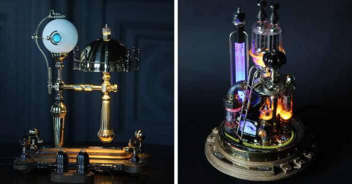 I Create Steampunk-Inspired Lamps By Combining The Past And The Future In An Aesthetically Pleasing, But Unique Style