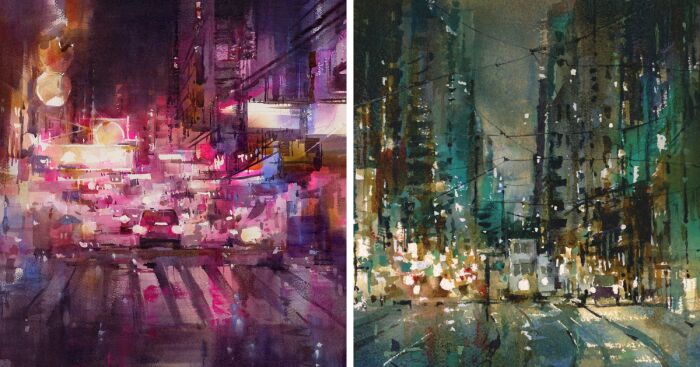 The City At Night: I Painted A Series Of Watercolor Cityscapes, Here Are My Personal Favorites (5 Pics)