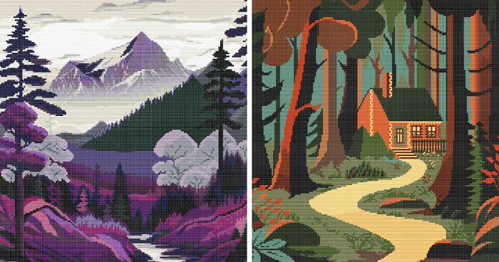 Landscape In Cross-Stitch Patterns (10 Pics)