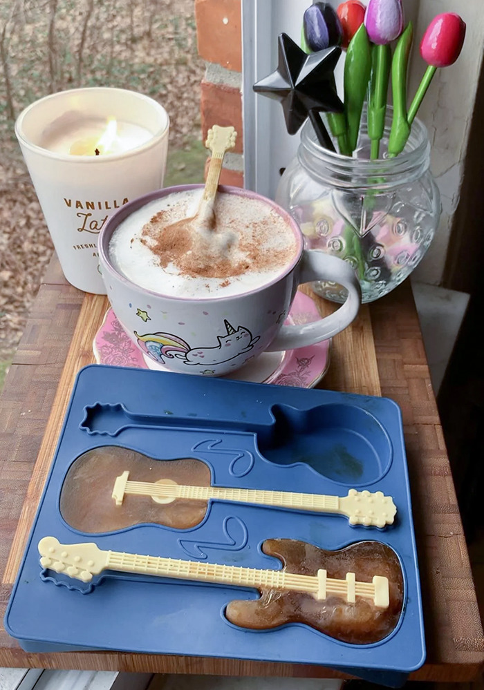 Coffee Guitar Ice Cubes. Cute And Functional So Your Coffee Doesn’t Get Diluted With Regular Ice