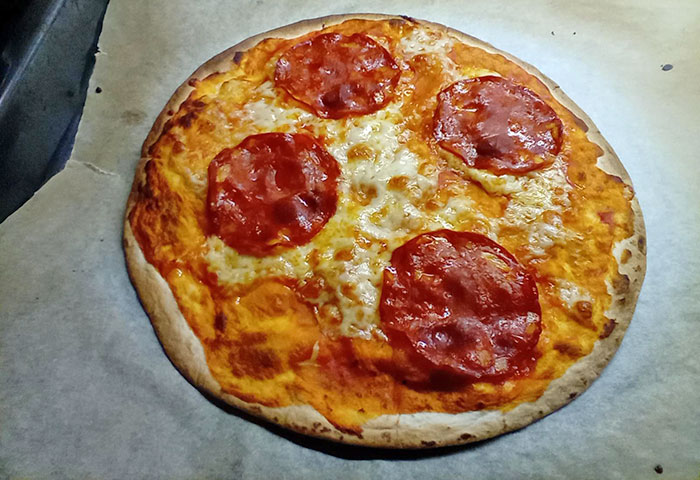 Tortilla-Based Mozzarella And Chorizo Pizza