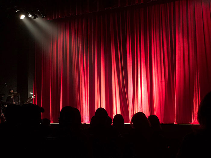 Red curtains in theater