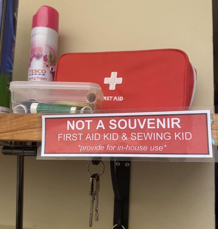 So Nice Of Them To Send Kids To Do Our Sewing And First Aid At The Airbnb Unit